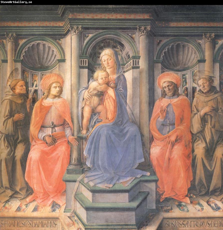 Fra Filippo Lippi Madonna and Child Enthroned with Sts Francis,Damian,Cosmas and Anthony of Padua